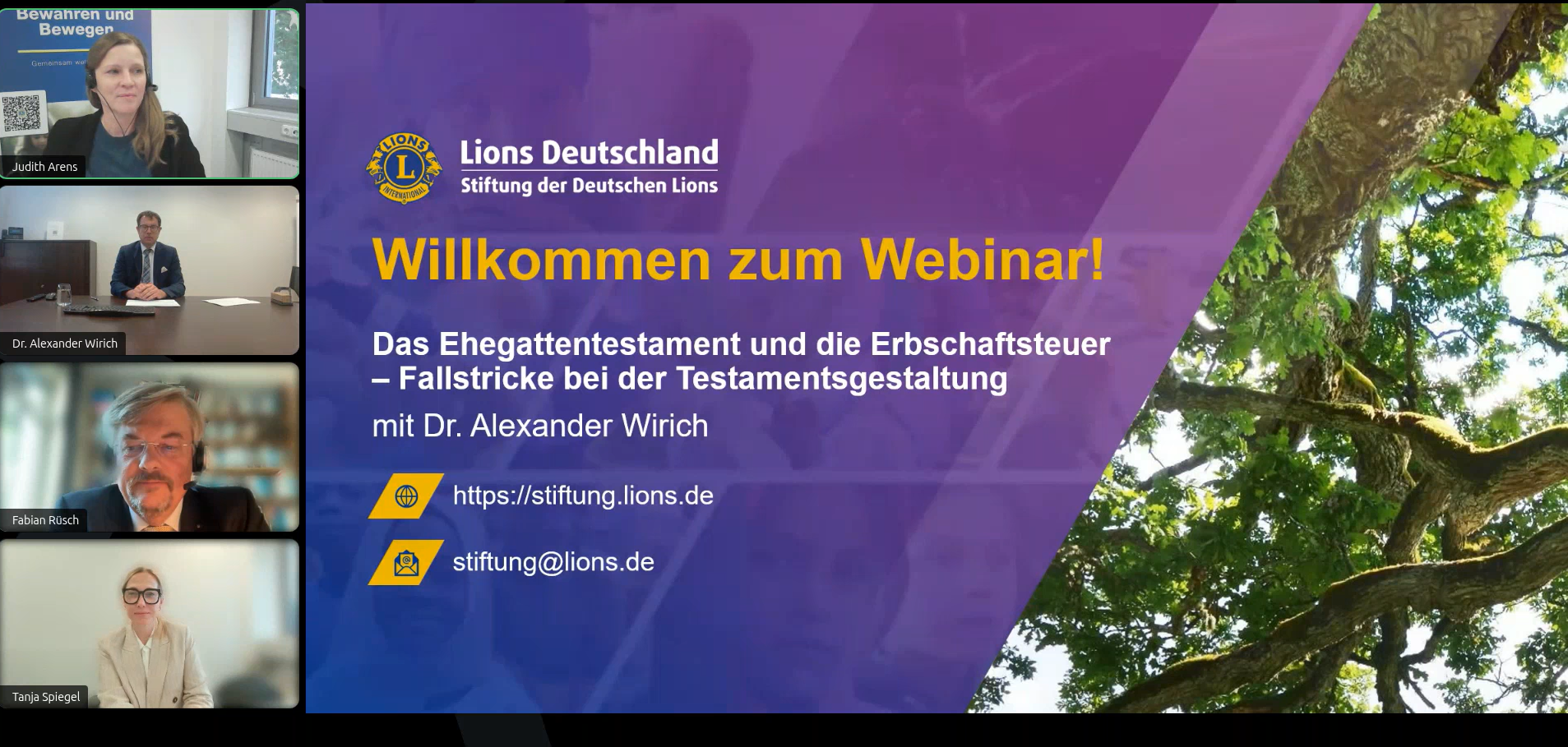 Screenshot vom Erbrechtswebinar am 30.09.2026