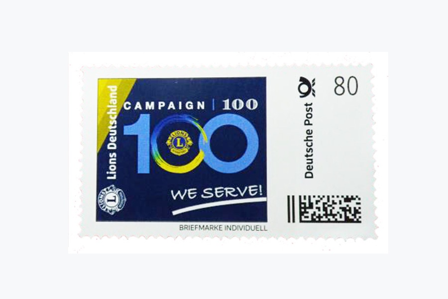 Die Stitungsbriefmarke zur internationalen Campaign 100