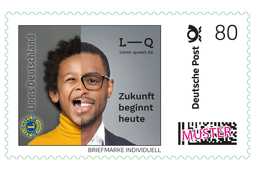 Die Stiftungsbriefmarke zur Lions-Quest-Kampagne "Zukunftsstifter"