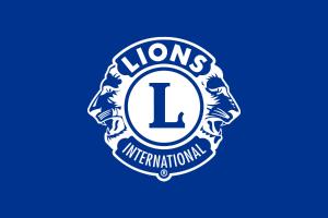 Weißes Lions Logo mit blauem Hintergrund
